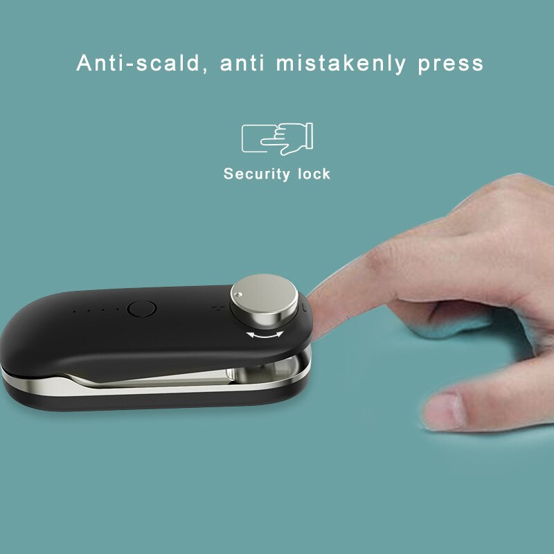 Mini prenosná taška, tepelná tesniaca páska, USB nabíjateľná ručná ohrievacia taška na skladovanie potravín, plastová tesniaca páska s klipom a magnetom