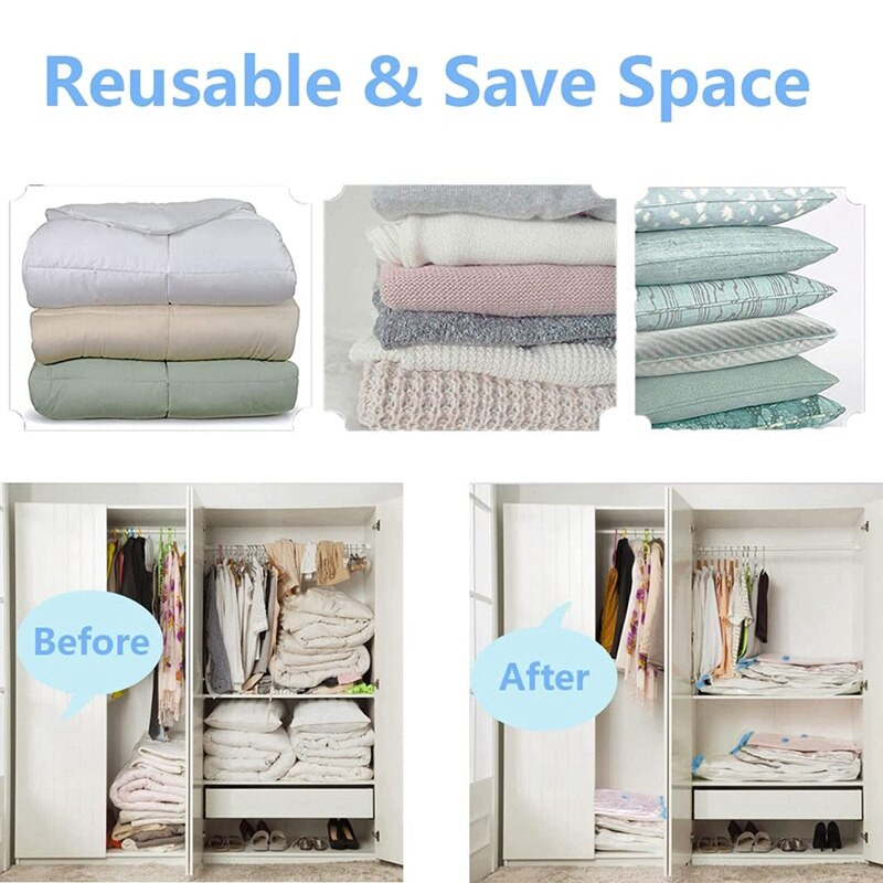 Vákuumos tárolótáskák, 10 csomag helytakarékos táska, porálló vákuumtároló zsákok, vízálló vákuumtömítő táskák, helytakarékos