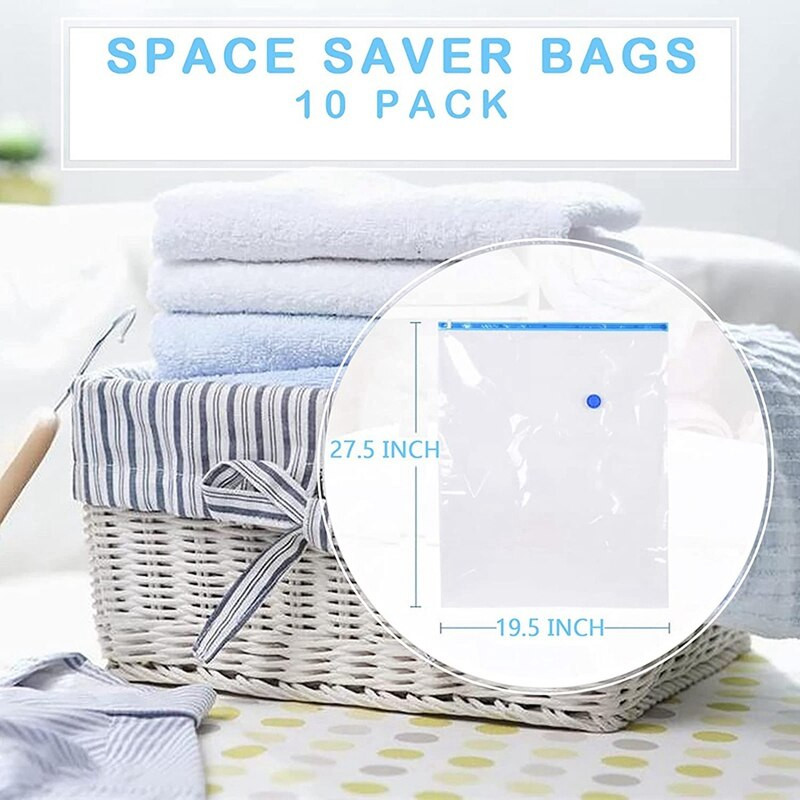 Vákuumos tárolótáskák, 10 csomag helytakarékos táska, porálló vákuumtároló zsákok, vízálló vákuumtömítő táskák, helytakarékos