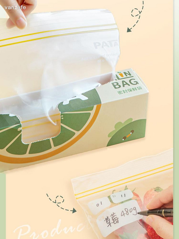 vanzlife zatvorena vrećica za svježinu hrane samozatvarajuća vrećica s kopčom hladnjak za zamrzavanje potpakiranje vrećica za pohranu s brtvljenjem