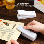 Naujo stiliaus rankinio presavimo maišelio spaustukas mažas buitinis įkraunamas nešiojamas plastikinis užkandžių maišelis šviežiai išlaikantis drėgmei atsparus sandariklis