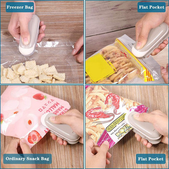 2 в 1 преносим ръчен мини топлинен уплътнител Резачка за хартия Машина за повторно запечатване на торбички за храна Машина за запечатване на пластмасови торбички 2бр.