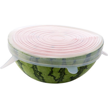6 τμχ/σετ Επαναχρησιμοποιήσιμα ελαστικά καπάκια σιλικόνης Μπολ φαγητού Saran Wrap Κάλυμμα κουζίνας Σφραγίδα κενού σκούπας Μπολ Ψυγείο Ταινία αποθήκευσης τροφίμων
