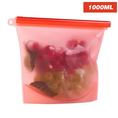 1000ml silikónové vrecko na potraviny, opakovane použiteľné, nepriepustné, vzduchotesné, čerstvé vrecká, občerstvenie, sendvič, obed, mraziace vrecko na skladovanie orechov, ovocia