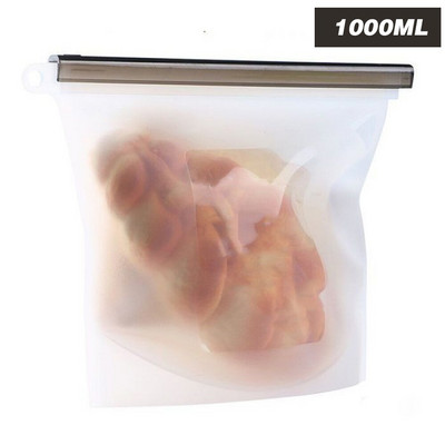 1000ml silikónové vrecko na potraviny, opakovane použiteľné, nepriepustné, vzduchotesné, čerstvé vrecká, občerstvenie, sendvič, obed, mraziace vrecko na skladovanie orechov, ovocia