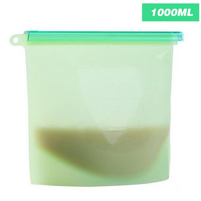 1000ml silikónové vrecko na potraviny, opakovane použiteľné, nepriepustné, vzduchotesné, čerstvé vrecká, občerstvenie, sendvič, obed, mraziace vrecko na skladovanie orechov, ovocia