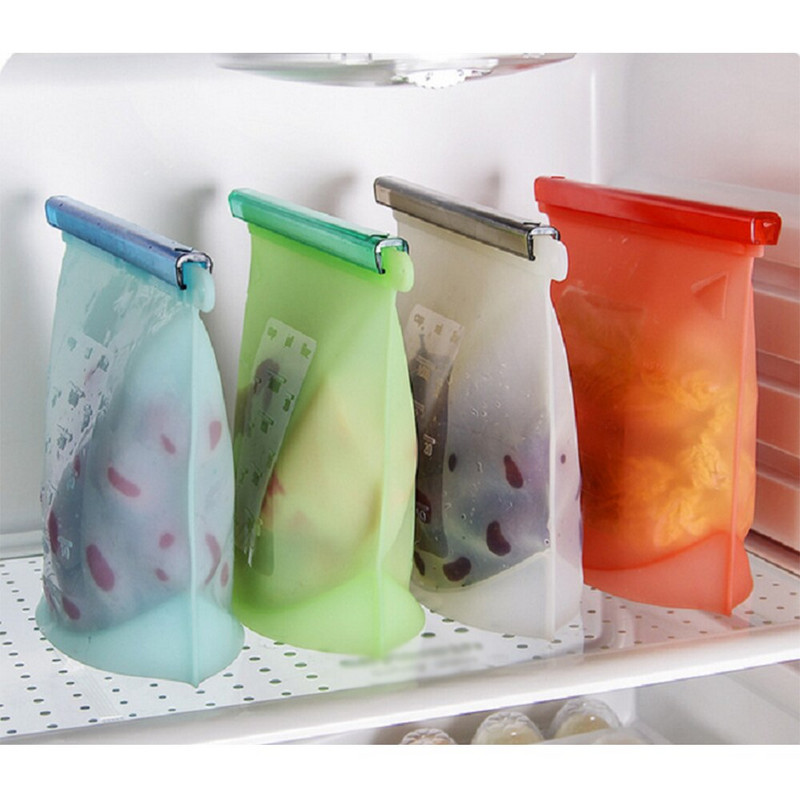 1000ml silikónové vrecko na potraviny, opakovane použiteľné, nepriepustné, vzduchotesné, čerstvé vrecká, občerstvenie, sendvič, obed, mraziace vrecko na skladovanie orechov, ovocia
