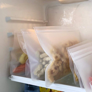 Τσάντα αποθήκευσης τροφίμων σιλικόνη Δοχεία αποθήκευσης τροφίμων στεγανά επαναχρησιμοποιήσιμα Stand Up με κλείσιμο με φερμουάρ Κύπελλο φρέσκια τσάντα Αναλώσιμα κουζίνας