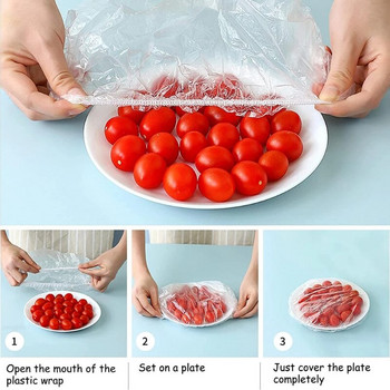 Πλαστική σακούλα μίας χρήσης Κάλυμμα τροφίμων Αδιάβροχο διαφανές κάλυμμα αποθήκευσης Ελαστικό καπάκι ντους τροφίμων κουζίνας Φρέσκια τσάντα αποθήκευσης