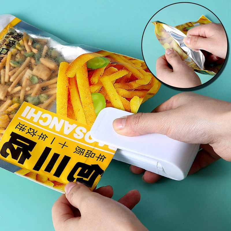 Mini rukoväťový stroj na uzatváranie potravinových vreciek, domácnosť, malá batéria, tepelné vrecko, konzervačné uzatváranie, prenosné tesnenie, balenie, kuchynský prístup