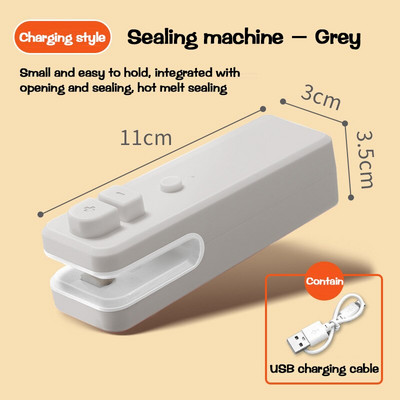Mini uzatvárací stroj s USB nabíjaním, domáci plastový obal, tepelný uzatvárací stroj, kuchynský úložný priestor na potraviny, úložný vak, klip na uzatvárateľné vrecko