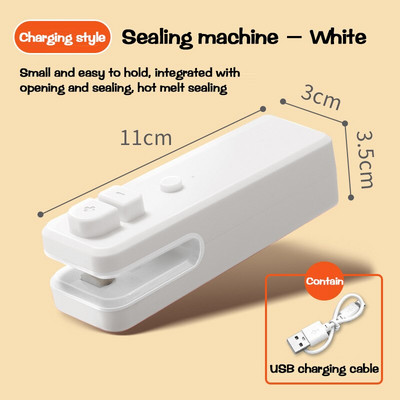 Mini uzatvárací stroj s USB nabíjaním, domáci plastový obal, tepelný uzatvárací stroj, kuchynský úložný priestor na potraviny, úložný vak, klip na uzatvárateľné vrecko