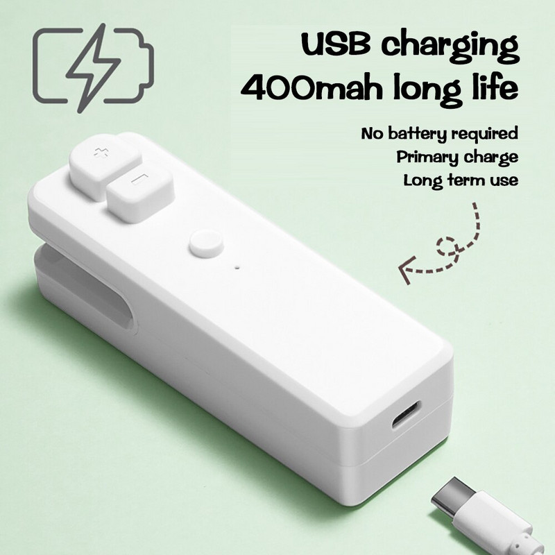 Mini uzatvárací stroj s USB nabíjaním, domáci plastový obal, tepelný uzatvárací stroj, kuchynský úložný priestor na potraviny, úložný vak, klip na uzatvárateľné vrecko