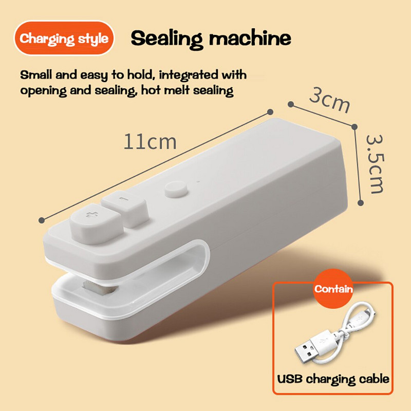 Mini uzatvárací stroj s USB nabíjaním, domáci plastový obal, tepelný uzatvárací stroj, kuchynský úložný priestor na potraviny, úložný vak, klip na uzatvárateľné vrecko