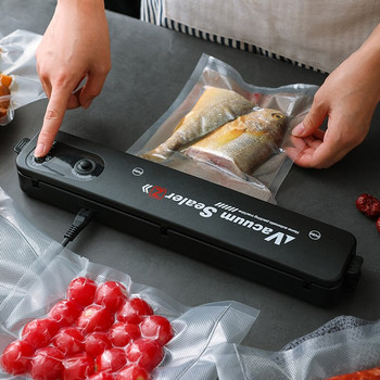 Кухненска електрическа машина за вакуумно запечатване Щипки за торбички Щипка за запечатване на храни Автоматична машина за запечатване на въздух с безплатни 10 вакуумни торбички