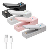 Mini sigilator pentru pungi de plastic 2-în-1, portabil, reîncărcabil, portabil, dispozitiv de tăiere cu vid pentru pungi de plastic, pentru depozitarea alimentelor