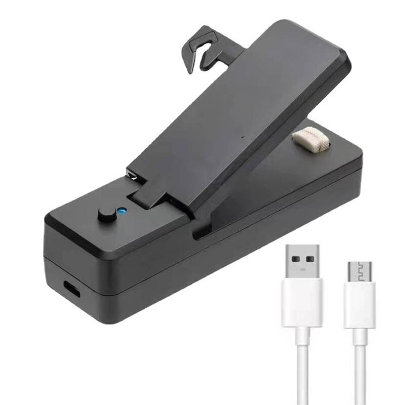 Mini sigilator pentru pungi de plastic 2-în-1, portabil, reîncărcabil, portabil, dispozitiv de tăiere cu vid pentru pungi de plastic, pentru depozitarea alimentelor