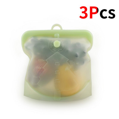 3 vnt. silikoninis daugkartinis maisto maišelis 1500 ml 1000 ml 500 ml nepralaidūs indai Daugkartiniai švieži maišeliai maisto laikymo maišelis šaldiklio maišelis Užkandžiai