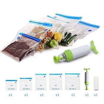 Vacuum Food Bag Sealer Τσάντα αποθήκευσης τροφίμων Αντλία αέρα Κατάλληλη για ψυγείο πλαστική σακούλα φερμουάρ επαναχρησιμοποιήσιμη συντήρηση