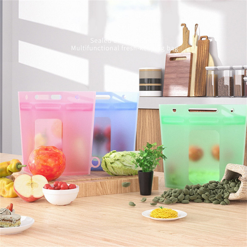 Pungi din silicon pentru depozitarea alimentelor cu pungi reutilizabile pentru depozitarea alimentelor, potrivite pentru depozitarea diverselor alimente, pungi din silicon pentru congelare pentru alimente