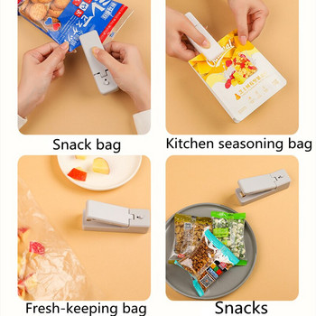 Usb Mini Bag Sealer Машина за запечатване на храни за съхранение на чипове Преносима термозапечатваща машина за пластмасови торбички Машина за термопреса Food Saver Clip Tool