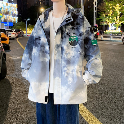 Jachetă casual pentru bărbați cu culori și inscripții irizate