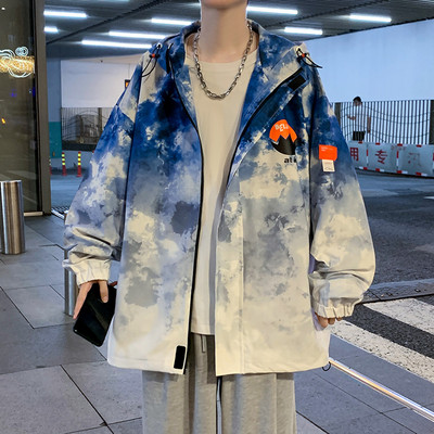 Jachetă casual pentru bărbați cu culori și inscripții irizate