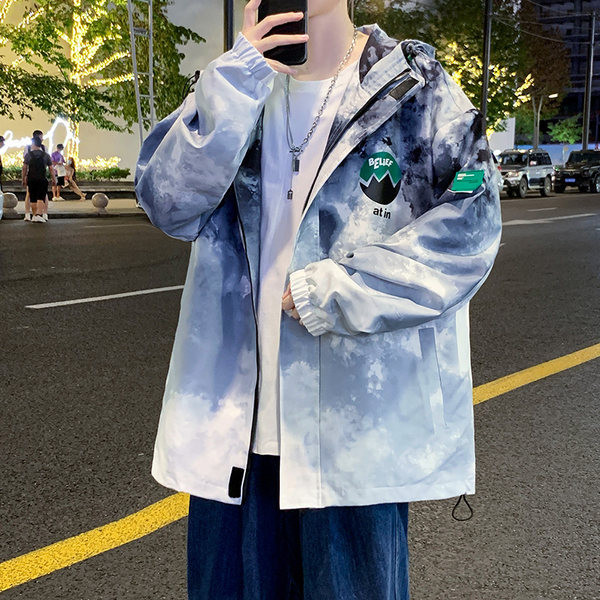 Jachetă casual pentru bărbați cu culori și inscripții irizate