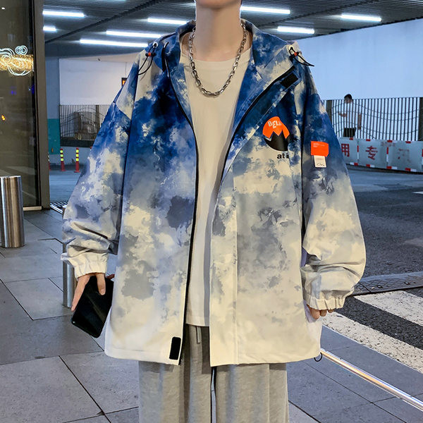 Jachetă casual pentru bărbați cu culori și inscripții irizate