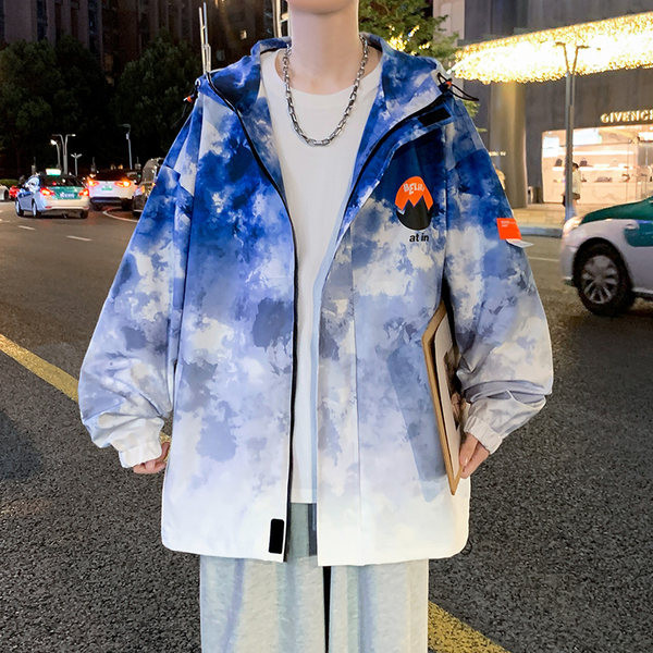 Jachetă casual pentru bărbați cu culori și inscripții irizate