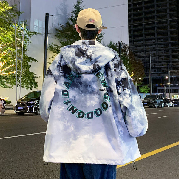 Jachetă casual pentru bărbați cu culori și inscripții irizate