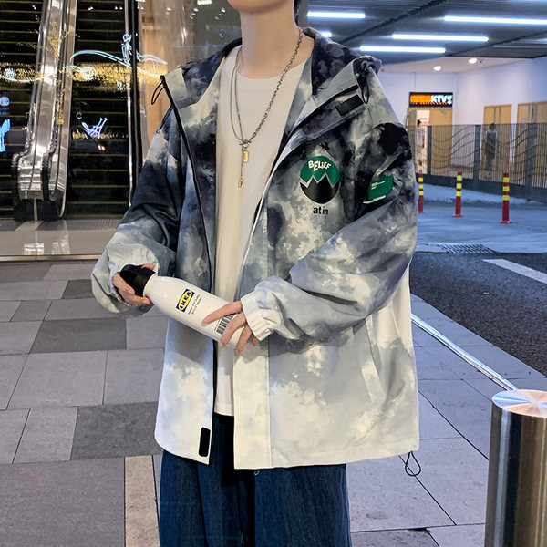 Jachetă casual pentru bărbați cu culori și inscripții irizate