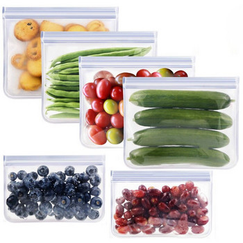 Επαναχρησιμοποιήσιμη τσάντα αποθήκευσης τροφίμων σιλικόνης Φρούτα λαχανικά Φρέσκα φύλαξης Τσάντα φερμουάρ Ψυγείο Αδιάβροχη σφραγισμένη τσάντα Οργανωτής κουζίνας