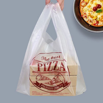 50 τμχ Διαφανείς πλαστικές σακούλες συσκευασίας πίτσας 7/9/10/12 ιντσών πίτσα Ειδική τσάντα Takeaway Φαγητό Επιδόρπιο ψωμί Δώρο Tote Συσκευασία
