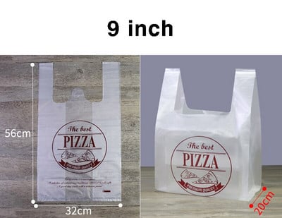 50 db átlátszó műanyag pizza csomagoló zacskók 7/9/10/12 hüvelykes pizza speciális zacskó elvihető élelmiszer desszert kenyér ajándék doboz csomagolás