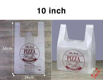 50 db átlátszó műanyag pizza csomagoló zacskók 7/9/10/12 hüvelykes pizza speciális zacskó elvihető élelmiszer desszert kenyér ajándék doboz csomagolás