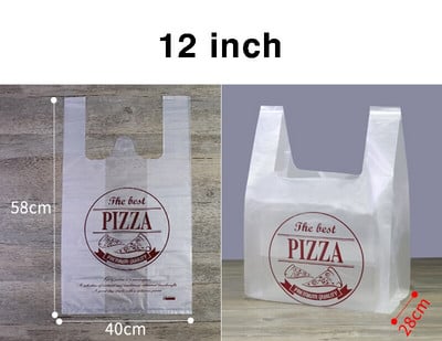 50 db átlátszó műanyag pizza csomagoló zacskók 7/9/10/12 hüvelykes pizza speciális zacskó elvihető élelmiszer desszert kenyér ajándék doboz csomagolás