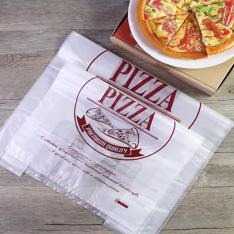 50 db átlátszó műanyag pizza csomagoló zacskók 7/9/10/12 hüvelykes pizza speciális zacskó elvihető élelmiszer desszert kenyér ajándék doboz csomagolás