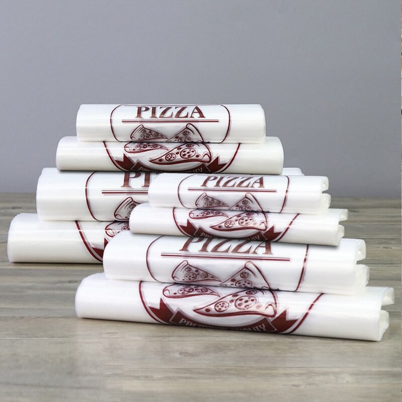 50 db átlátszó műanyag pizza csomagoló zacskók 7/9/10/12 hüvelykes pizza speciális zacskó elvihető élelmiszer desszert kenyér ajándék doboz csomagolás