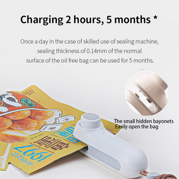Домакинска преносима термична пластмасова торбичка за запечатване на торбичка Топлинна торбичка за термозапечатване Мини USB зареждане Професионален кухненски запечатващ магнит