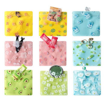 100 τμχ Cartoon Πλαστικές τσάντες με φερμουάρ Χαριτωμένα καραμέλα σνακ Μπισκότα Μικρά τρόφιμα σφραγισμένα Συσκευασίες Αποθήκευση κοσμημάτων Παιδικές τσάντες δώρου