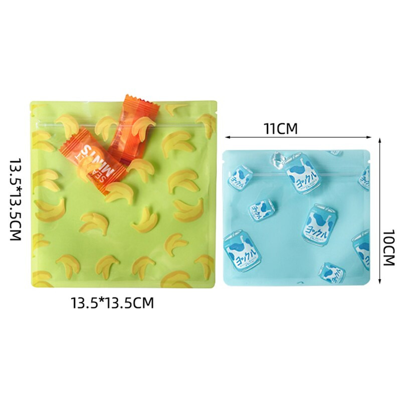 100 бр. Анимационни пластмасови торби с цип Сладки бонбони Закуски Бисквити Малки хранителни запечатани опаковки Съхранение на бижута Детски торбички за подаръци