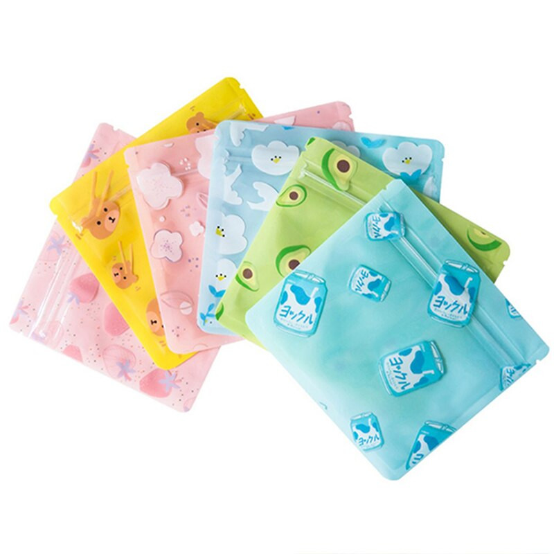 100 бр. Анимационни пластмасови торби с цип Сладки бонбони Закуски Бисквити Малки хранителни запечатани опаковки Съхранение на бижута Детски торбички за подаръци