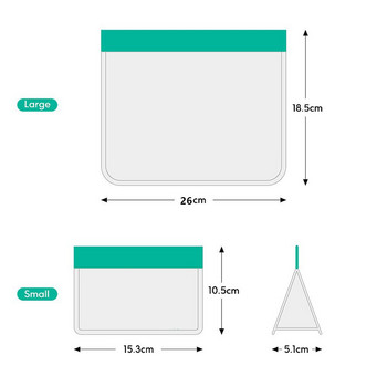 3PCS Хладилник за многократна употреба Чанти за съхранение на храна Кухненски органайзер Свежоопакована торба с цип Непропусклива водоустойчива чанта за фризер