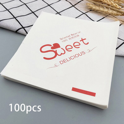 100 listova papira za pakiranje hrane Ambalaža od nafta Vreća od kraft papira Desert Kruh Sendvič Burger Kolačić Krafna 15*15