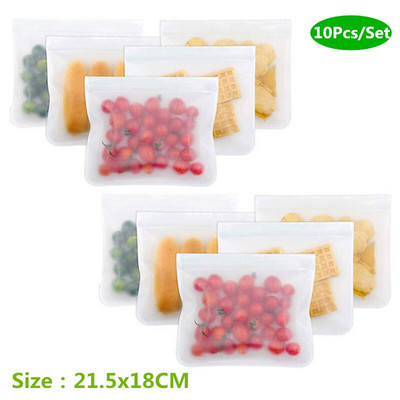 10 vnt. Sutirštintas PEVA maisto maišelis Daugkartinio naudojimo maisto laikymo maišeliai Šaldiklio maišeliai Neperšlampami šviežių užkandžių maišeliai Maisto klasės pietų maišelis