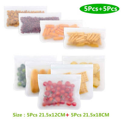 10 vnt. Sutirštintas PEVA maisto maišelis Daugkartinio naudojimo maisto laikymo maišeliai Šaldiklio maišeliai Neperšlampami šviežių užkandžių maišeliai Maisto klasės pietų maišelis