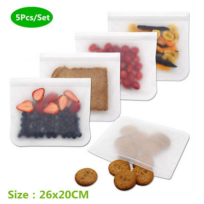 10 vnt. Sutirštintas PEVA maisto maišelis Daugkartinio naudojimo maisto laikymo maišeliai Šaldiklio maišeliai Neperšlampami šviežių užkandžių maišeliai Maisto klasės pietų maišelis