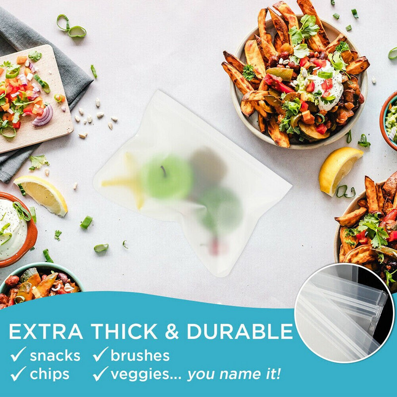 10 vnt. Sutirštintas PEVA maisto maišelis Daugkartinio naudojimo maisto laikymo maišeliai Šaldiklio maišeliai Neperšlampami šviežių užkandžių maišeliai Maisto klasės pietų maišelis