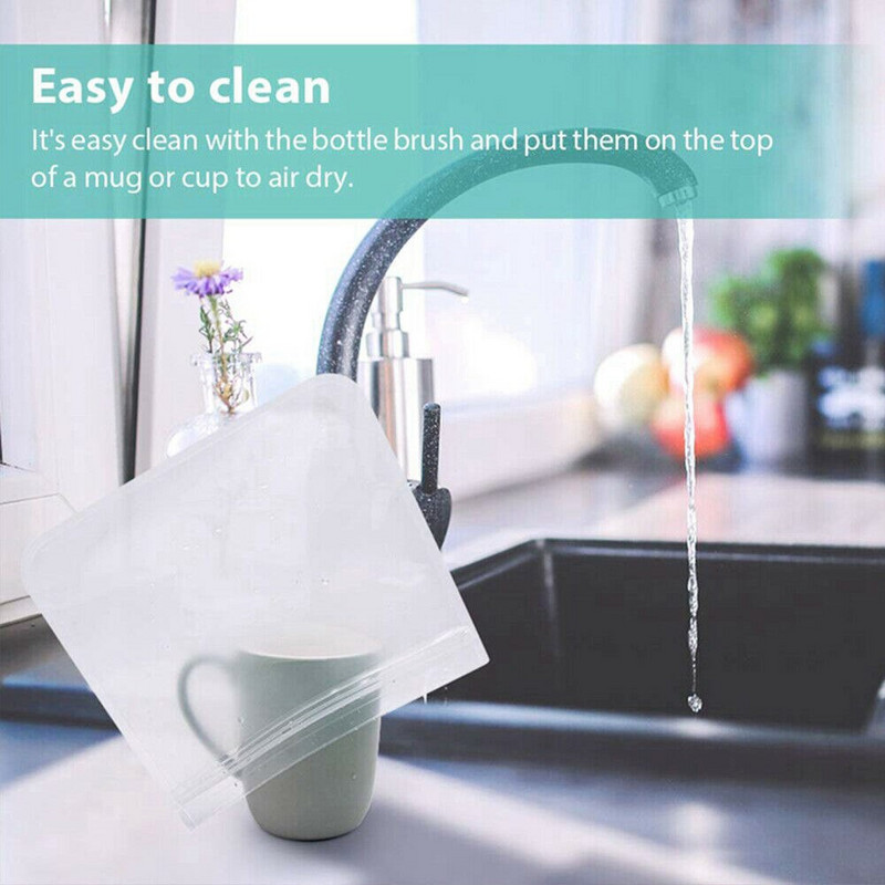 10 vnt. Sutirštintas PEVA maisto maišelis Daugkartinio naudojimo maisto laikymo maišeliai Šaldiklio maišeliai Neperšlampami šviežių užkandžių maišeliai Maisto klasės pietų maišelis